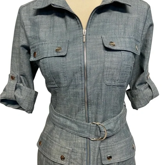 NWT Sharagano | Belted Denim Dress | Sz 6 - Picture 4 of 6